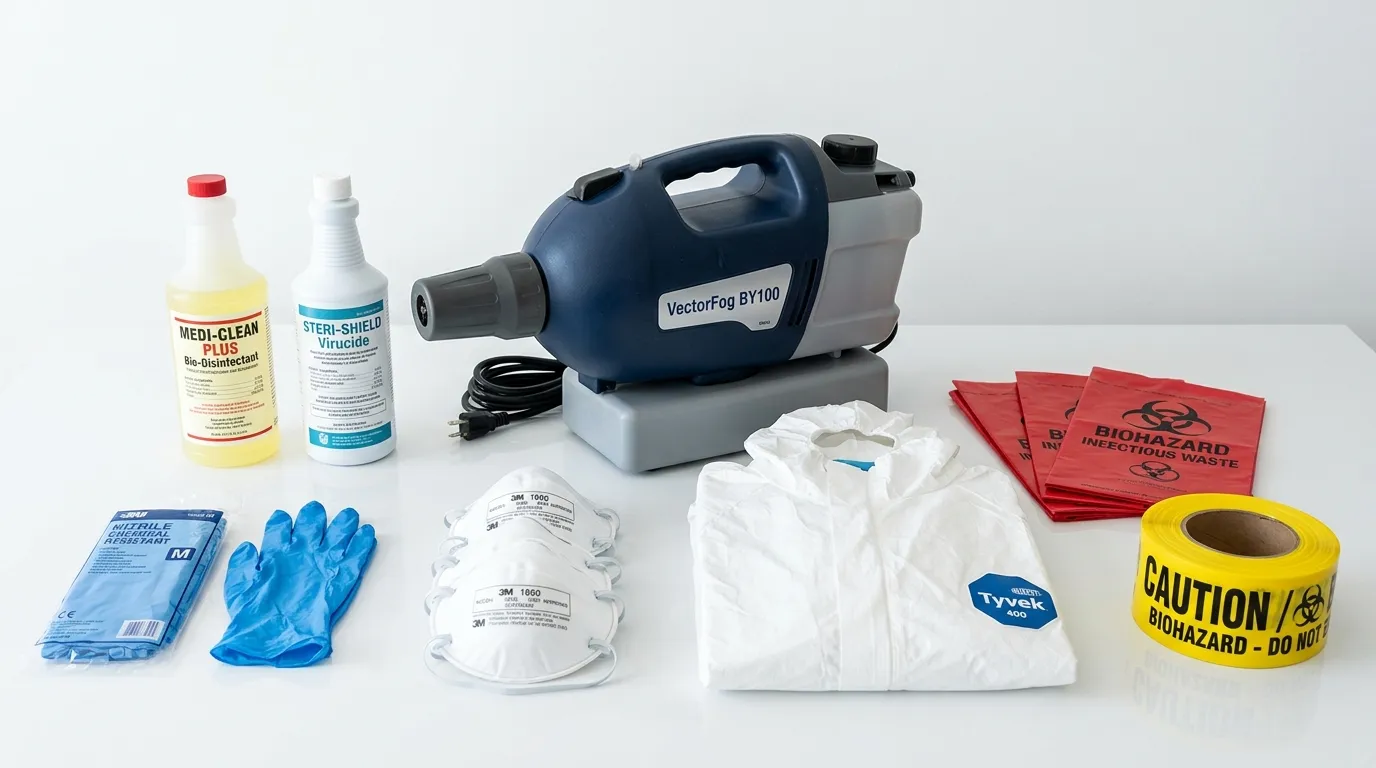 Professional biohazard remediation crew working in Lewisville